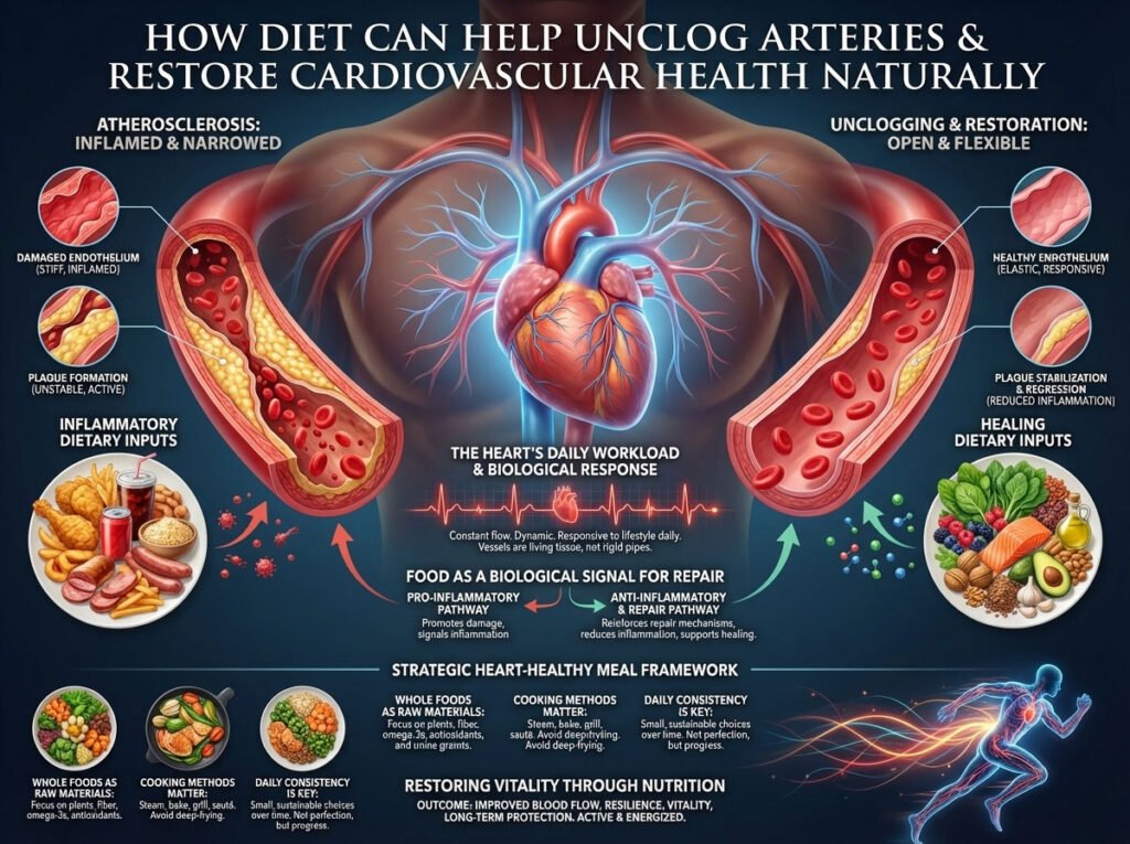 Chart showing how diet helps unclog arteries and restore health